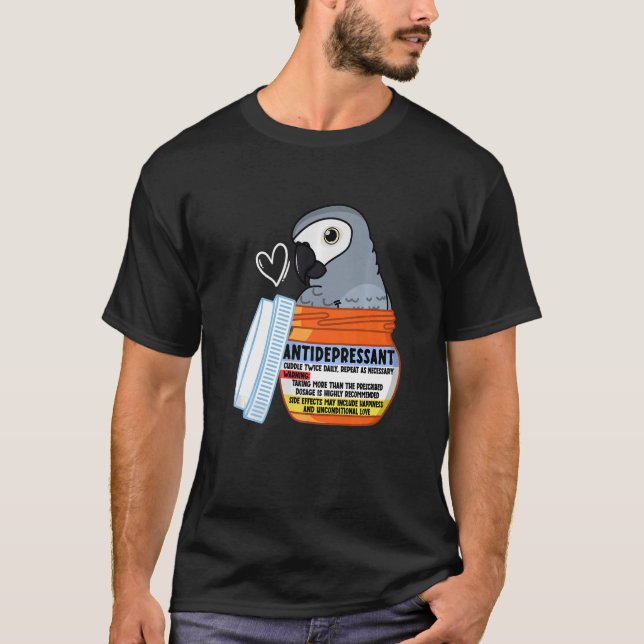 Camiseta Loro antidepresivo lindo en gris africano (Anverso)