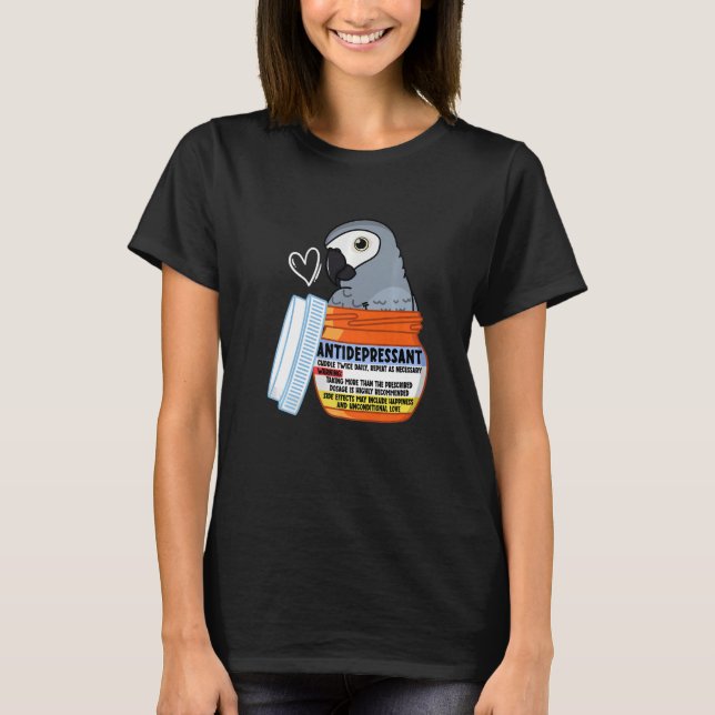 Camiseta Loro antidepresivo lindo en gris africano (Anverso)