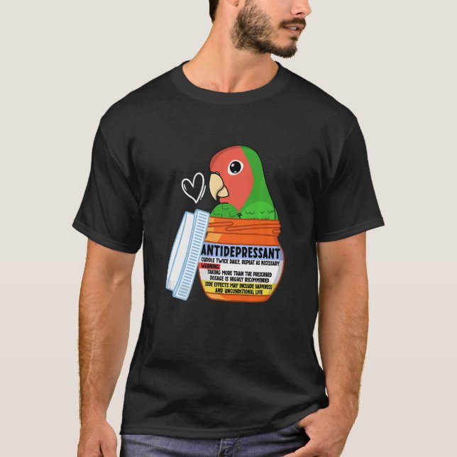 Camiseta Loro antidepresivo lindo I amor verde de cara rosa (Anverso)