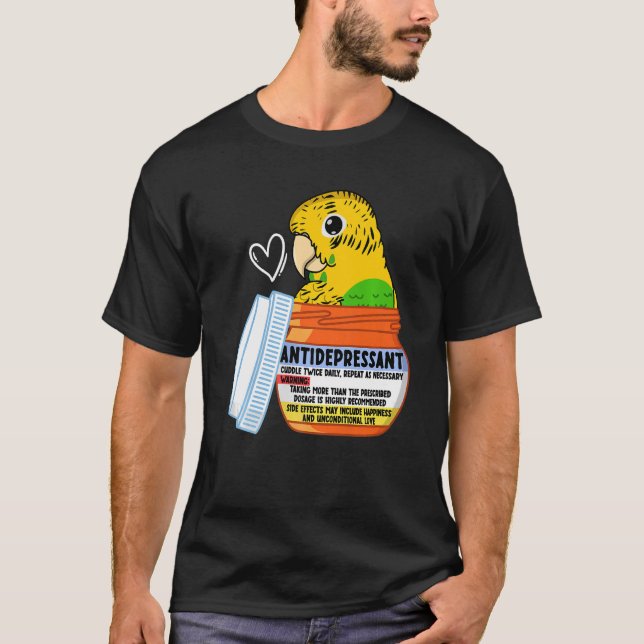 Camiseta Loro antidepresivo lindo I Budgie Budgeri amarillo (Anverso)