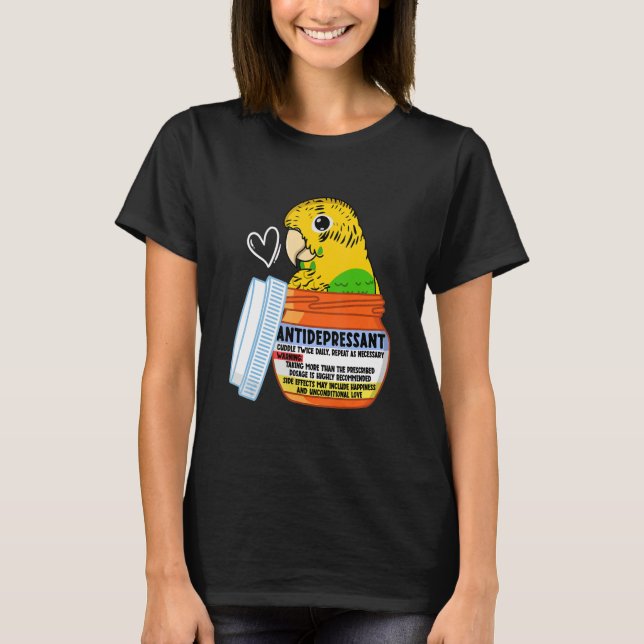 Camiseta Loro antidepresivo lindo I Budgie Budgeri amarillo (Anverso)