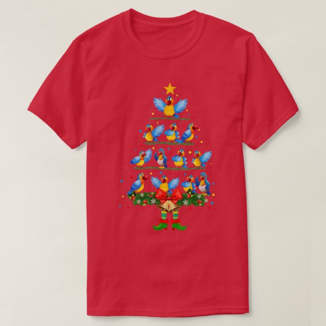Camiseta Loro Árbol de Navidad Divertidos Pájaros Lover Xma (Diseño del anverso)