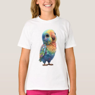 Camiseta Loro Bebé Plumas Arcoíris Personaje Niños
