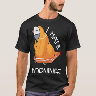 Camiseta Loro Cansado odia las mañanas en gris africano