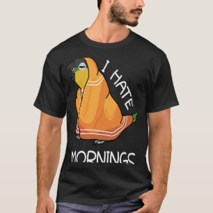 Camiseta Loro Cansado odia las mañanas en la cabeza negra d