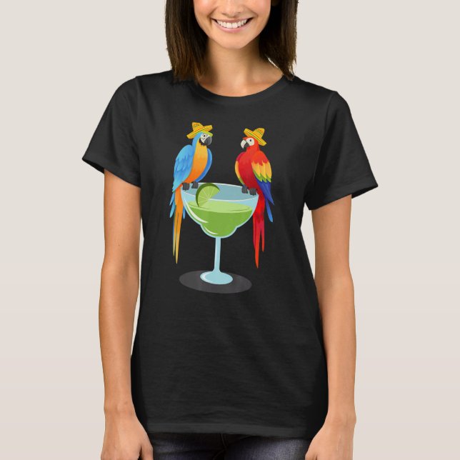 Camiseta Loro Cinco De Mayo Bebiendo Fiebre Tequila Mexican (Anverso)