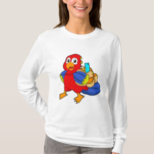 Camiseta Loro como estudiante con mochila