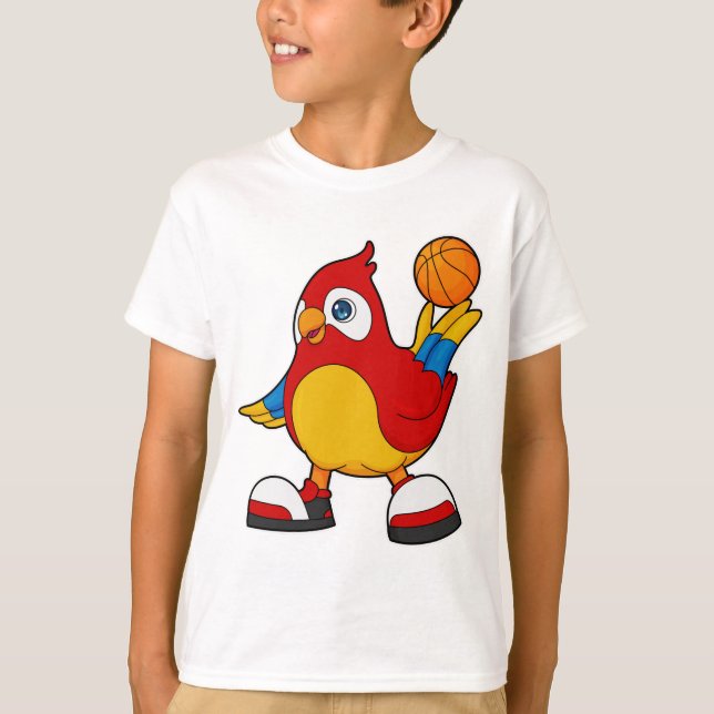Camiseta Loro como jugador de baloncesto con baloncesto (Anverso)