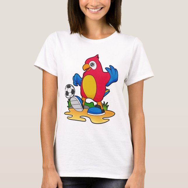 Camiseta Loro como jugador de fútbol con fútbol (Anverso)