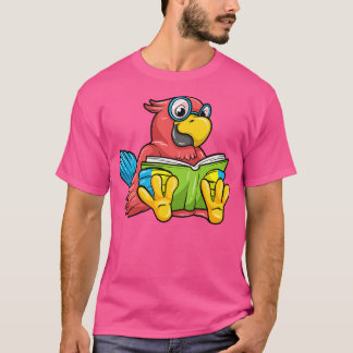 Camiseta Loro como nerd con lentes y libro 1