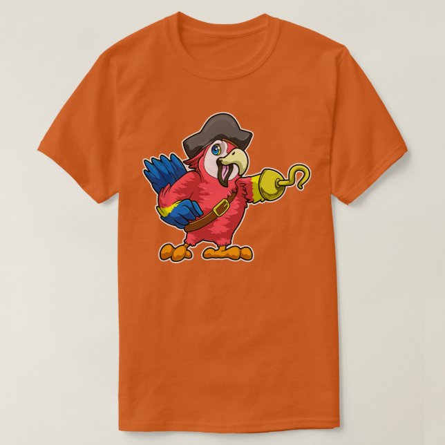 Camiseta Loro como pirata con mano ganadora gorra pirata (Diseño del anverso)