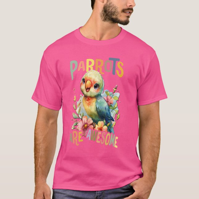 Camiseta loro con flores loros lindos es increíble daugh (Anverso)