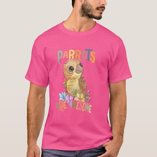Camiseta loro con flores loros lindos es increíble daugh (Anverso)