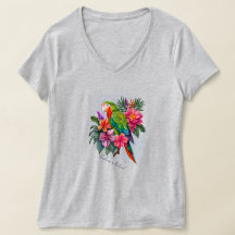 Loro con flores tropicales - abrazar a la naturale