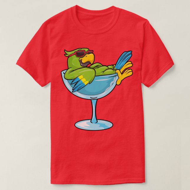 Camiseta Loro con gafas de sol y vidrio (Diseño del anverso)