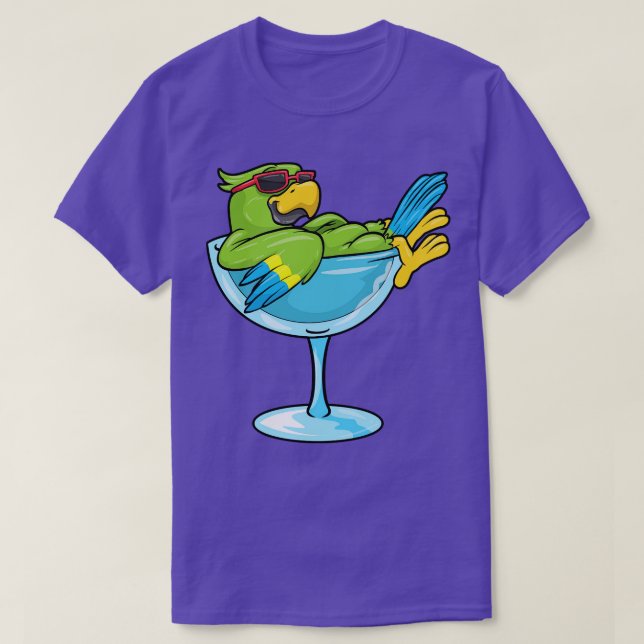 Camiseta Loro con gafas de sol y vidrio 1 (Diseño del anverso)