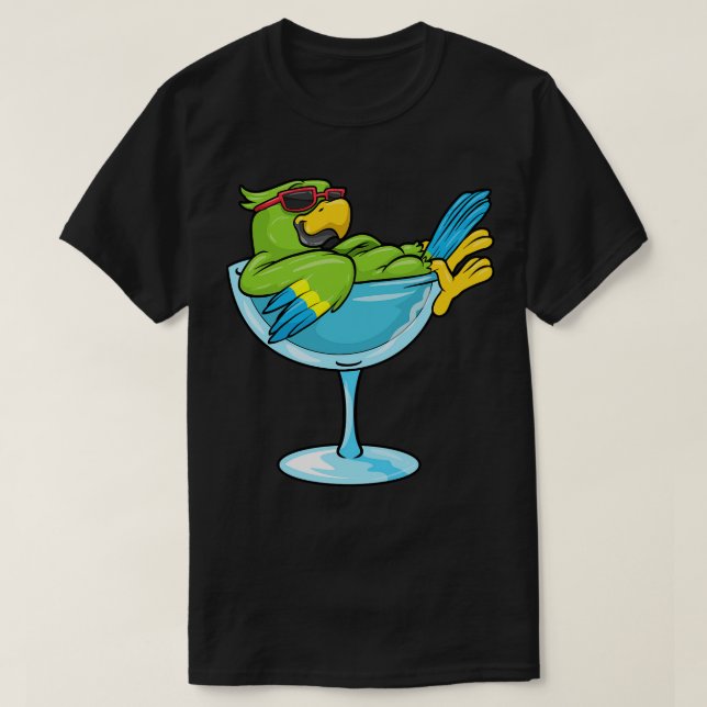 Camiseta Loro con gafas de sol y vidrio 2 (Diseño del anverso)