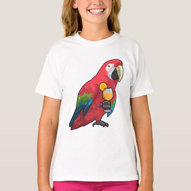 Camiseta Loro con jugo de Naranja de vidrio (Anverso)