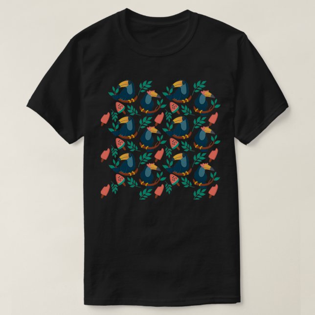 Camiseta loro con melón patrón verano (Diseño del anverso)