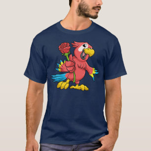 Camiseta Loro con pico amarillo y rosa rojo 1