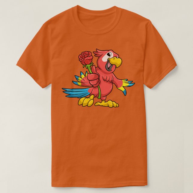 Camiseta Loro con pico amarillo y rosa rojo 2 (Diseño del anverso)