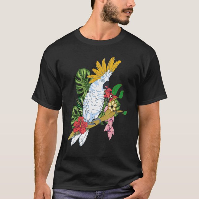 Camiseta Loro de aves tropicales Animal Flores exóticas Coc (Anverso)