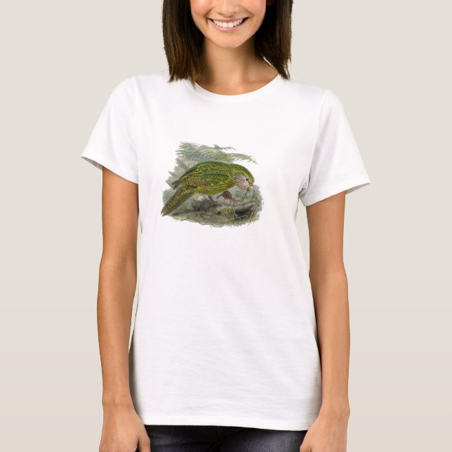Camiseta Loro de búho verde Kakapo, Ilustracion de pájaro r (Anverso)