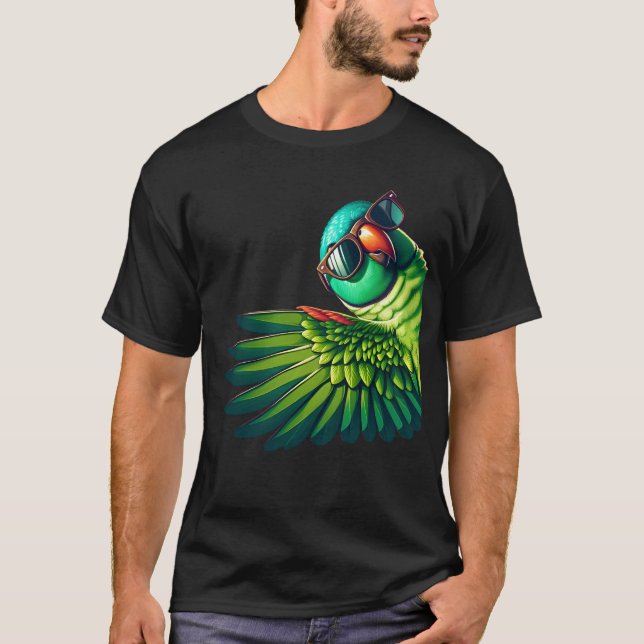 Camiseta Loro de cuello de anillo indio con gafas de sol di (Anverso)
