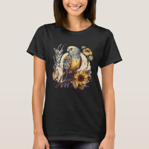 Camiseta Loro de girasol lindo floral acuarela pájaro