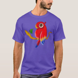 Camiseta loro de macao rojo lindo dibujo tradicional pastel