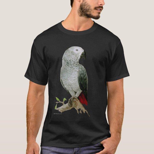Camiseta Loro del gris africano (diseño oscuro) (Anverso)