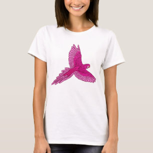 Camiseta Loro en vuelo, Fuchsia y rosa hielo