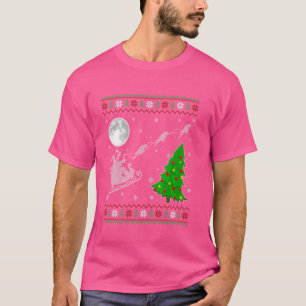Camiseta Loro feo árbol de luces de Navidad Santa montando