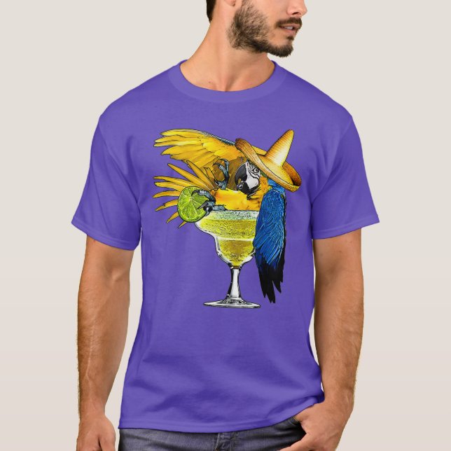 Camiseta Loro gracioso en Margarita Vidrio para beber (Anverso)