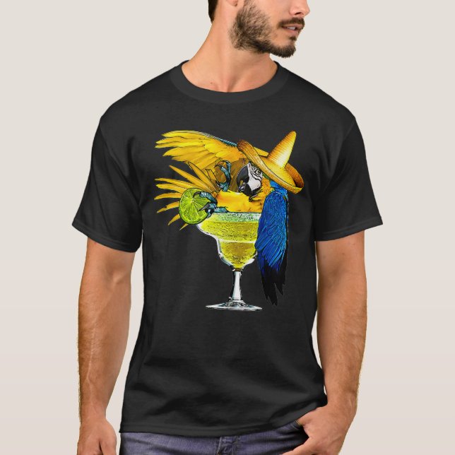 Camiseta Loro gracioso en Margarita Vidrio para beber (Anverso)