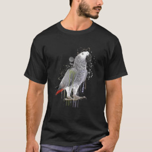 Camiseta Loro gris africano acuarela naturaleza alas F