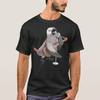Camiseta Loro gris africano canta el pájaro de la guitarra