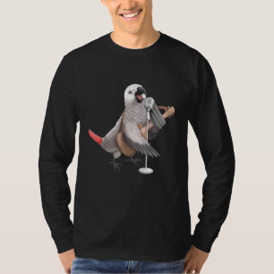 Camiseta Loro gris africano cantando música guitarrista
