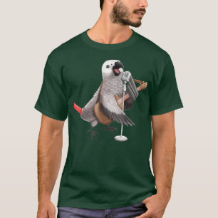 Camiseta Loro gris africano cantando música guitarrista