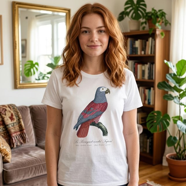 Camiseta Loro Gris Africano Factor Rojo Psittacus Erithacus (African Grey Parrot Red Factor Psittacus Erithacus. Women Basic White T-Shirt)