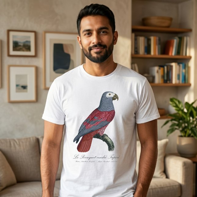 Camiseta Loro Gris Africano Factor Rojo Psittacus Erithacus (African Grey Parrot Red Factor Psittacus Erithacus. Men Basic White T-Shirt)