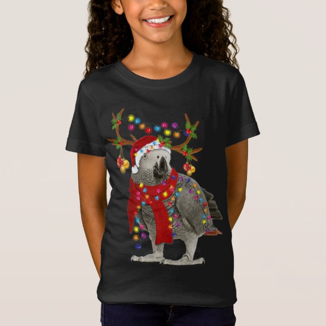 Camiseta Loro gris africano, magníficos Navidades de renos (Anverso)