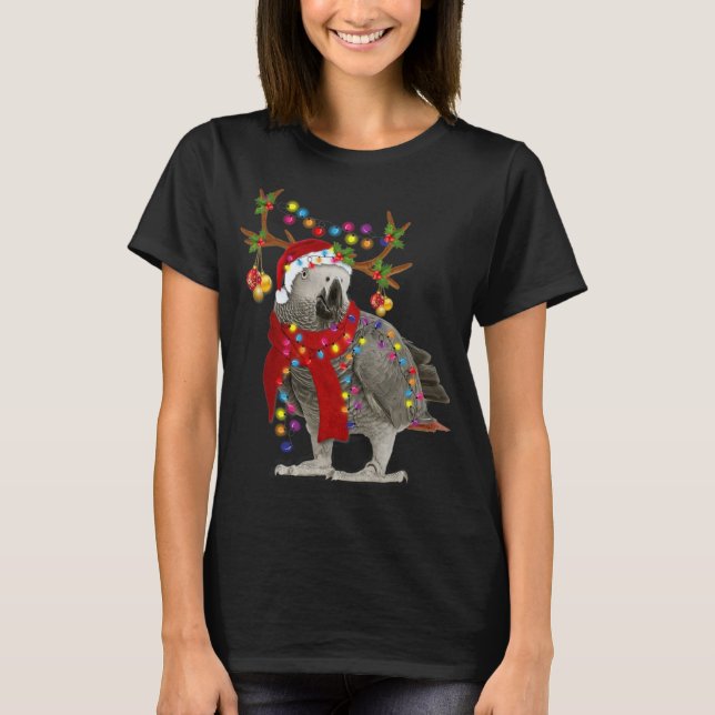 Camiseta Loro gris africano, magníficos Navidades de renos (Anverso)