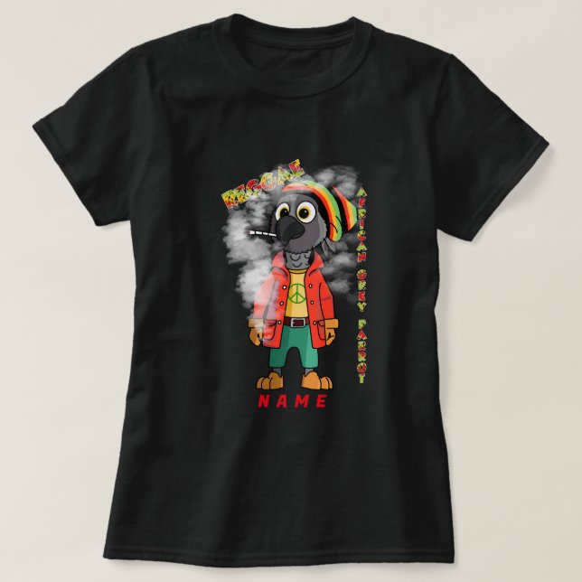Camiseta Loro gris africano reggae femenino (Diseño del anverso)