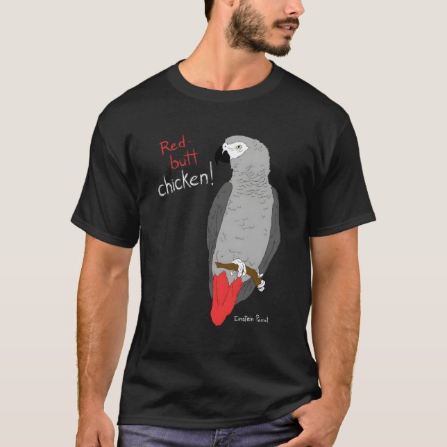 Camiseta Loro Gris Africano Rojo Butt Chicken Hoodie (Anverso)