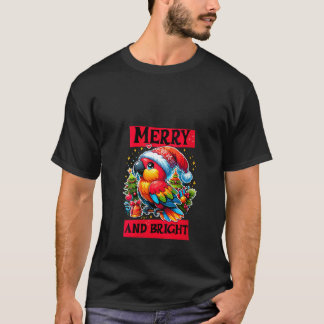 Camiseta Loro malhumorado y brillante en Santa Hat