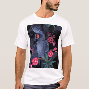 Camiseta Loro negro floral exótico: naturaleza tropical