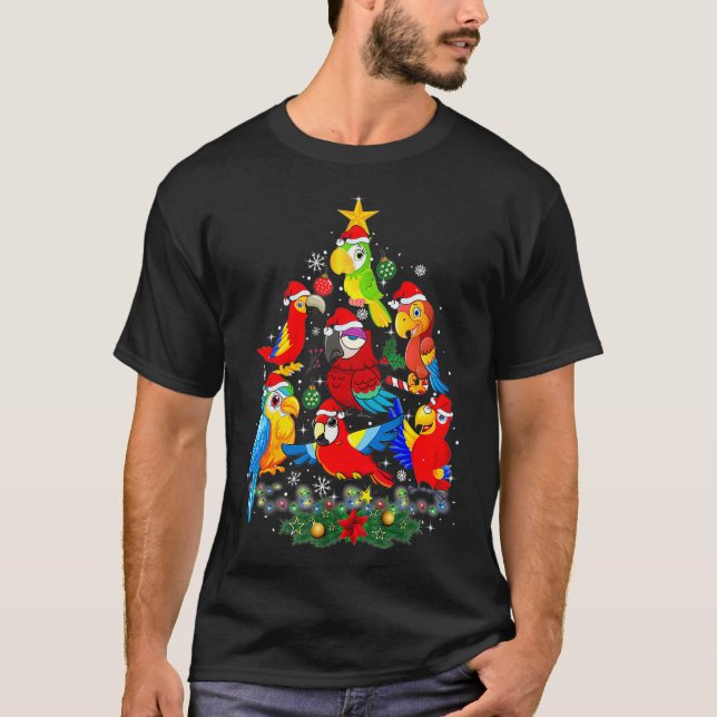 Camiseta Loro Pájaro Ornamé de Navidad Árbol Divertidos Reg (Anverso)