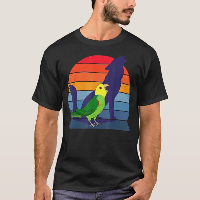 Camiseta Loro retro gritando cabeza amarilla (Anverso)