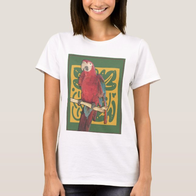 Camiseta Loro rojo Art Nouveau (Anverso)